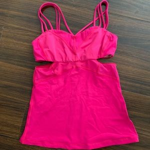 Bright pink LuLuLemon tank with built in bra